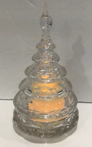 Vintage Klarglas Kristall Weihnachtsbaum Bonboniere oder Kerzenhalter 10" -2 Stück - Bild 1 von 8