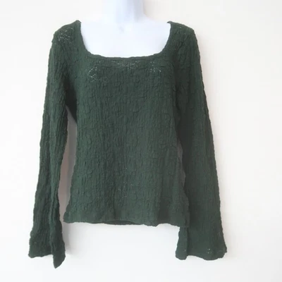 Blusa Boho Feminina Old Navy Grande Malha Jacquard Manga Flare Decote Redondo Camiseta - Imagem 1 de 4