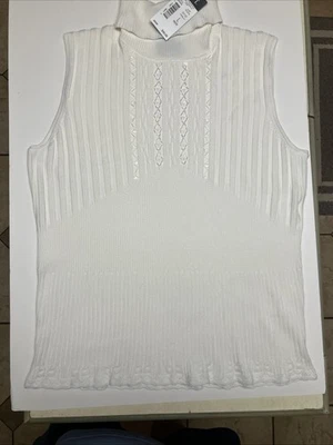 RQT Mujer Blanco Decorativo Sin Mangas Cuello Tortuga Talla Grande Nuevo Con Etiquetas Foto 1 de 4