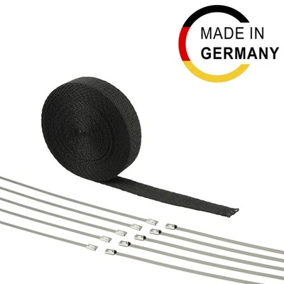 10m Hitzeschutz Band - 25mm Fiberglas Auspuff Krümmer Turbo Heat Wrap Schwarz - Bild 1 von 4