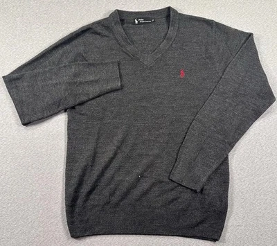 Polo Ralph Lauren свитер мужской XL серый 100% кашемир V шеи мягкий - Изображение 1 из 4