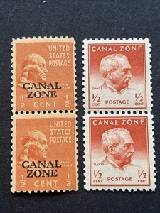 55622 CANAL ZONE Stamp US 1928/1946 1/2c MNHOG 2 Pairs SP* - Picture 1 of 2