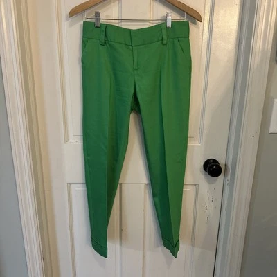 Alice + Olivia Pants Womens 2 Vivid Green Slim Ankle Zip Fly Pockets Trousers - Image 1 of 4