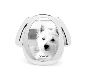 Nambe Puppy Dog Picture Frame 3" x 5" Silver tone metal alloy, glass NEW in box - Picture 1 of 8