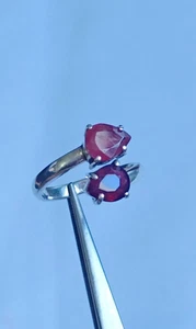 Anillo de piedras preciosas granate y pera rubí plata de ley 925 para mujer hecho a mano joyería regalo - Imagen 1 de 8