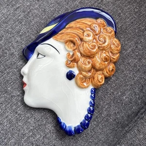 Moorland Pottery Chelsea Works Art Deco Themed Face Wall Plaque /Mask (ii - Picture 1 of 4