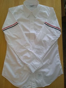 NWOT Thom Browne White Poplin Grosgrain Arm Stripes Button Down Large TB4 - Picture 1 of 7