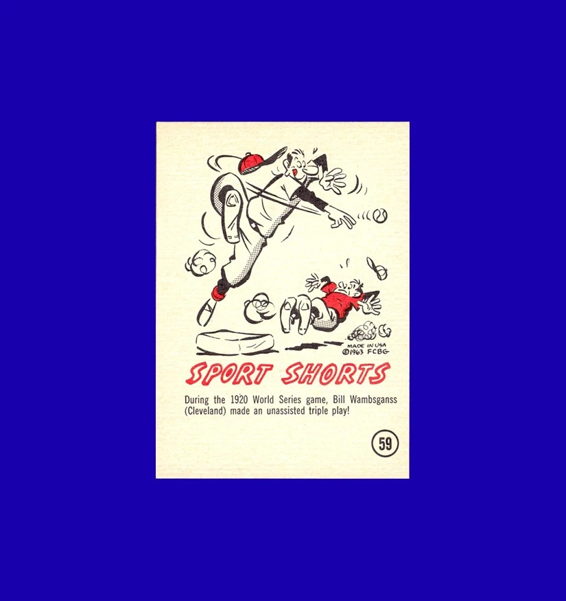 Tarjetas Gad Fun #59 Indians de la Serie Mundial 1920 (Bill Wambsganss) 1963 - RARAS - Como nuevas Foto 1 de 1