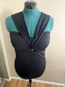 NWT Tommy Bahama Pearl Shoulder Strap One Piece Swimsuit Black Size 16 - Picture 1 of 6
