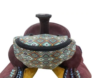 Showman Teal Aztec Print Insulated Nylon Saddle Pouch - Bild 1 von 4