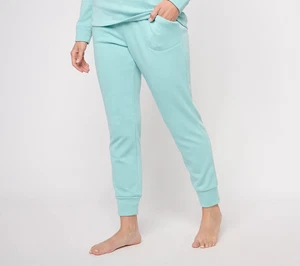 AnyBody Lounge Faux Fur Fleece Jogger Blue XL - Picture 1 of 2