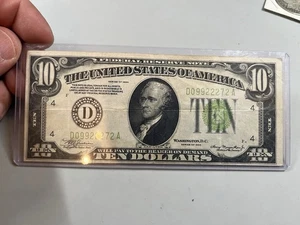 UNITED STATES FEDERAL RESERVE $10 DOLLAR NOTE SERIES 1934 C  CLEVELAND, OH* #JJ4 - Picture 1 of 8