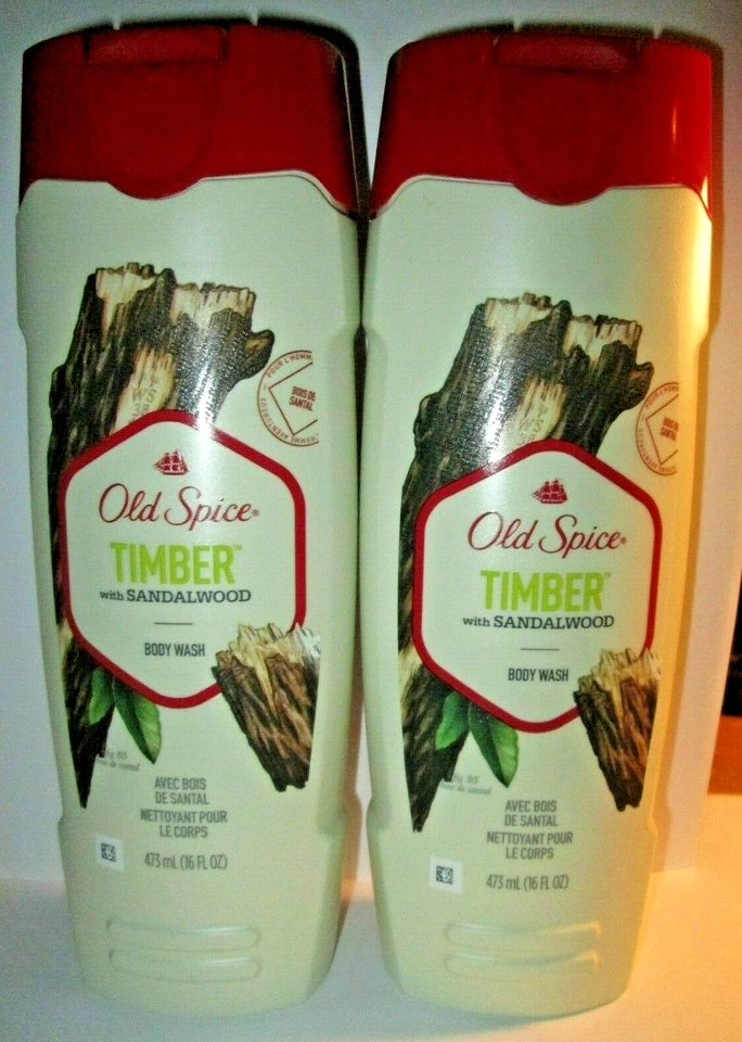 2 nuevas Old Spice TIMBER con gel de baño de sándalo, 16 oz cada una, ENVÍO RÁPIDO Foto 1 de 1
