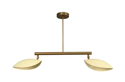 2-Light Mid Century Modern Brass Pendant Chandelier | Handmade Sputnik Fixture - Image 1 of 4