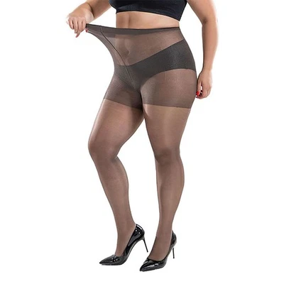 Plus Size Seamless Women Oil Shiny High Glossy Pantyhose Sheer Stocking Tights - Image 1 of 4