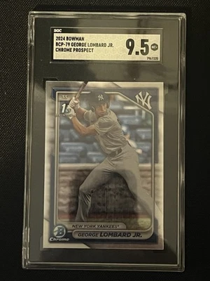 GEORGE LOMBARD JR 2024 Bowman Chrome 1st #BCP-79 Yankees - SGC 9.5 Mint+ - Image 1 of 2