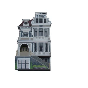 Sheila's 1995 Eclectic Blue San Francisco House Wooden Miniature Collectible - Picture 1 of 5