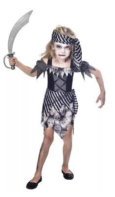 Vestido Pirata Zombi Disfraz Juegos con disfraces Halloween Niñas Mediano 8-10 EE. UU. Vestir Foto 1 de 4