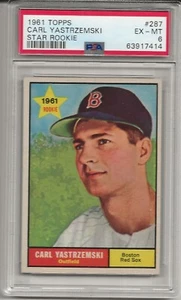 1961 TOPPS #287 CARL YASTRZEMSKI, PSA 6 EX-MT, A/S ROOKIE, HOF, BOSTON RED SOX - Picture 1 of 1