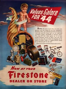 1944 FIRESTONE - WERTE IN Hülle und Fülle für '44 - Vintage Print Werbung wie im Leben - Bild 1 von 1