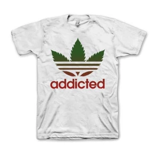 Addicted Canabis Funny Fun Custom T-Shirt Gift Birthday Christmas Novelty Tee - Picture 1 of 4