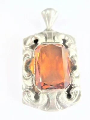 Antico Ciondolo Argento 835 Con Citrino, 11 G - Immagine 1 di 3