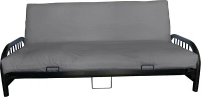 DANFUTON Full Size Futon Mattress Covers, Covering Bed Protector, Polyester Poplin, Gray