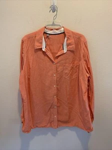 NWOT Womens Long Sleeve Button Down. Creamsicle Orange. 100% Cotton. 3X. - Picture 1 of 9