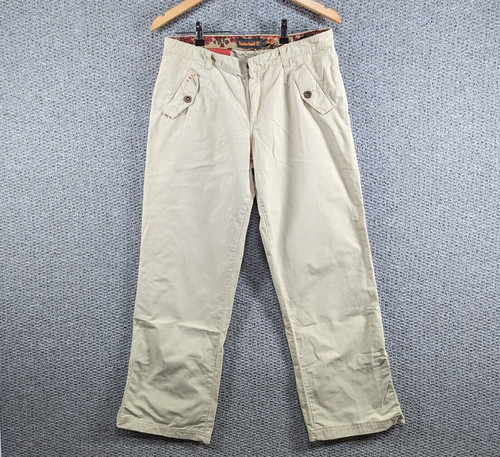 TIMBERLAND Retro (2004) Pantaloni Chino Donna Beige Mid Alse Pantaloni UK 12 US 8 M