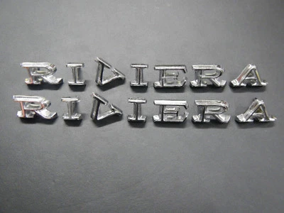 1968 1969 Buick Riviera Front Fender Letters Emblem Set Badge Pair (2) 68 69 - Image 1 of 4