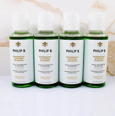 Champú voluminizador vigorizante para cuero cabelludo aguacate menta Philip B botellas de 2 ml X4 Foto 1 de 4