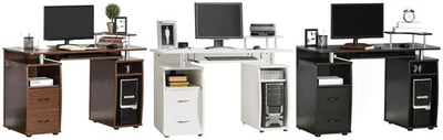 Computer Desk with Drawers Office Home PC Table Cabinet Keyboard Tray CPU Shelf - Image 1 of 4