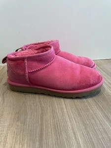 Size 8 - UGG Women's Classic Ultra Mini Ankle Boot Hot Pink - Picture 1 of 6