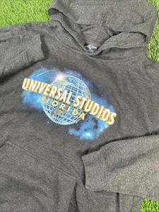 Universal Studios Florida Hoodie Youth L Charcoal Gray Pullover Space Globe - Picture 1 of 8