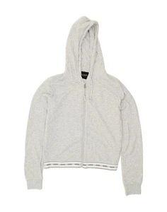 Suéter con Capucha GUESS Para Mujer De Gran Tamaño Crop Gráfico Cremallera Reino Unido 10 Pequeño Gris CC25 - Imagen 1 de 3
