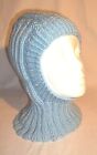 Handmade Rib Knit Balaclava Hood Hat Size M Light Blue, Off-White Or Dark Gold