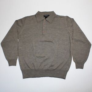 Mondo di Marco Gray 1/4 Button Collared Merino Wool Sweater Mens L