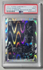 Réfracteur Raywave Lewis Hamilton 2021 Topps Chrome F1 PSA 9 noir blanc #56 comme neuf - Photo 1 sur 3