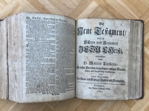 BIBEL von 1741 restauriert Buch mit Testament