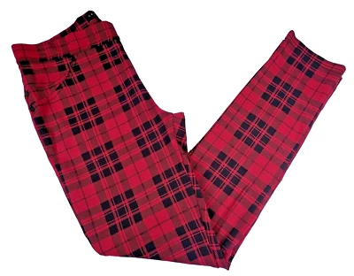 Anthropologie Sanctuary Runway Buffalo Plaid Leggings Pants Small Red Black - Image 1 of 4