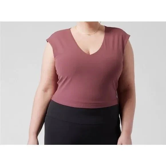 Athleta 798567 Transcend Vital Cropped Tee Tawny Rose Women's 3X