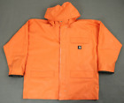 Carhartt Pvc Waterproof Hooded Orange Rain Coat Jacket C64 Size L Large