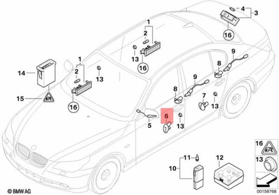 Iluminación de bolsillo de puerta delantera genuina BMW E60 E61 520d 520i 523i 523Li 63316927007 Foto 1 de 1