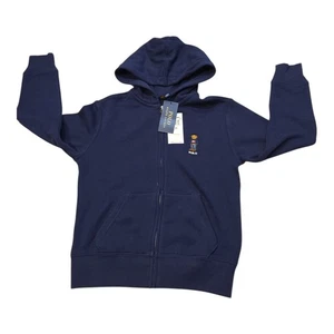 Polo Ralph Lauren Zip Up Hoodie Kids Size 8 Navy Blue Bear Logo - Picture 1 of 3