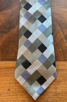 Corbata Geoffrey Beene Verde Azul Dorado Hecha a Mano Seda 100% Hombre’s Foto 1 de 4