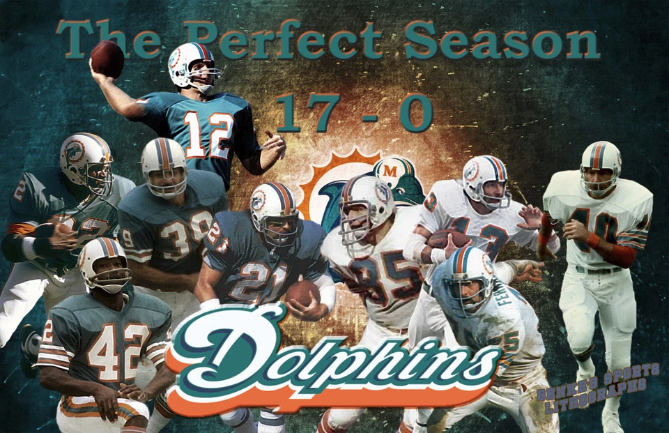   Impresión litográfica de 1972 Miami Dolphins The Perfect Season 17 x 11 Foto 1 de 1