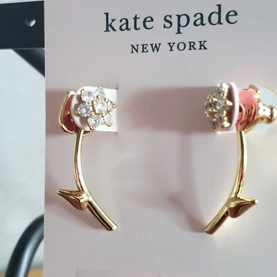 kate spade - Miosotis- Flower Ear Jackets- Clear/Gold- NWT- $48 - Image 1 of 4