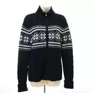 Ralph Lauren Petite Women's Cardigan Sweater L PL Black Fair Isle Rhinestone LRL - Picture 1 of 12