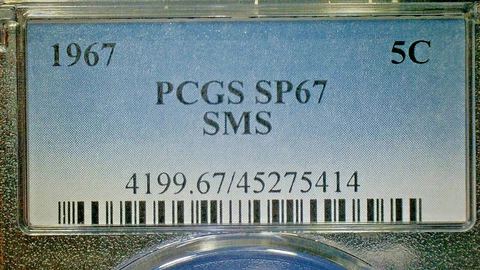 UNITED STATES--1967 PCGS SP67 SMS JEFFERSON NICKEL KM#A192 Cover