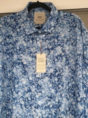 Bar Harbour BX0361 Camicia A Maniche Lunghe Blu Floreale 2XL 3X 4X 5XL - Immagine 1 di 2